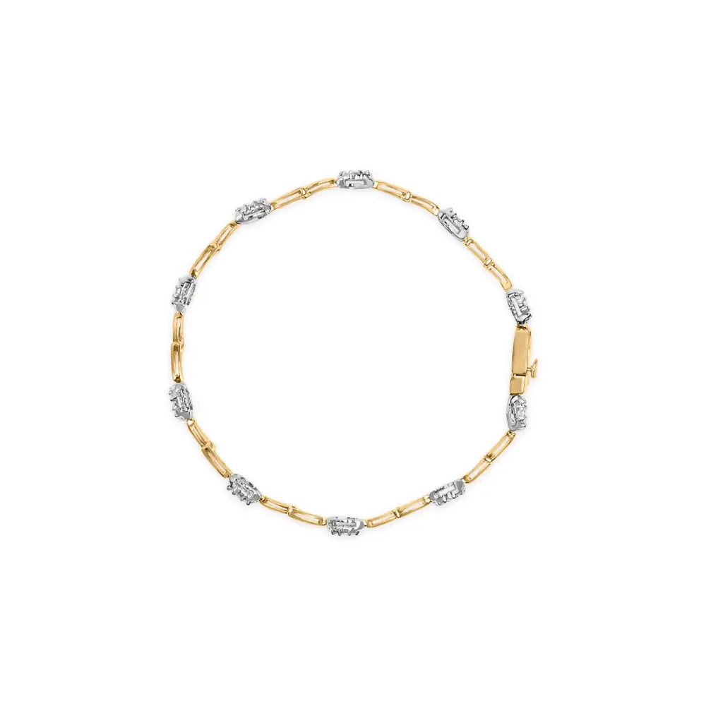 10k two-tone gold 1.00 cttw diamond oval cluster link bracelet 7 inch bijoux-nyc direct