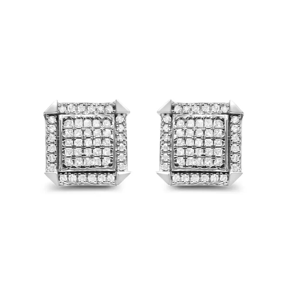 1.0 cttw diamond composite halo stud earrings in 10k white gold bijoux-nyc direct