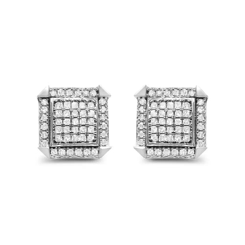 1.0 cttw diamond composite halo stud earrings in 10k white gold bijoux-nyc direct