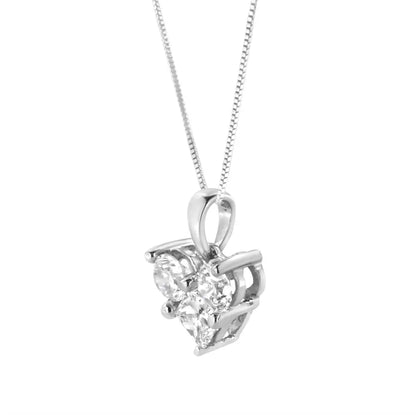 10K White Gold 1.0 Cttw Round-Cut and Princess-Cut Diamond Heart Shaped 18" Pendant Necklace (H-I Color, SI2-I1 Clarity) - Bijoux-NYC Direct