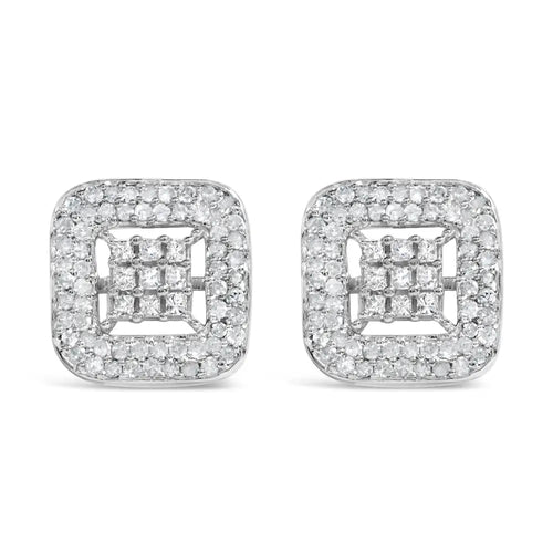1.00 cttw diamond composite halo stud earrings in 10k white gold bijoux-nyc direct