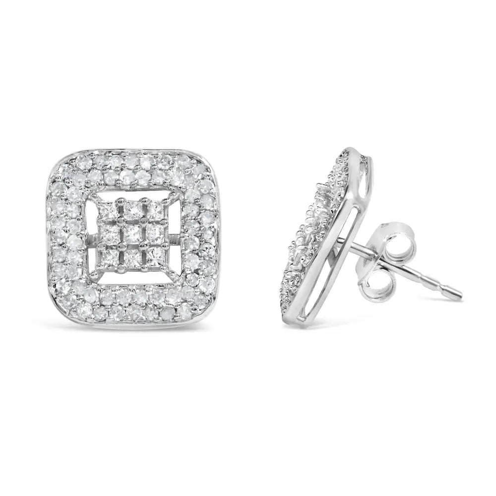1.00 cttw diamond composite halo stud earrings in 10k white gold bijoux-nyc direct