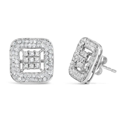 1.00 cttw diamond composite halo stud earrings in 10k white gold bijoux-nyc direct
