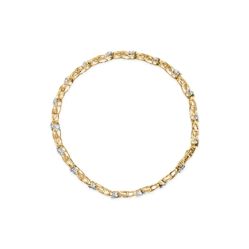 10k white gold 1.00 cttw diamond floral cluster and x link 7.25’’ bracelet (i j color i1 i2 clarity) bracelets/bracelet/link