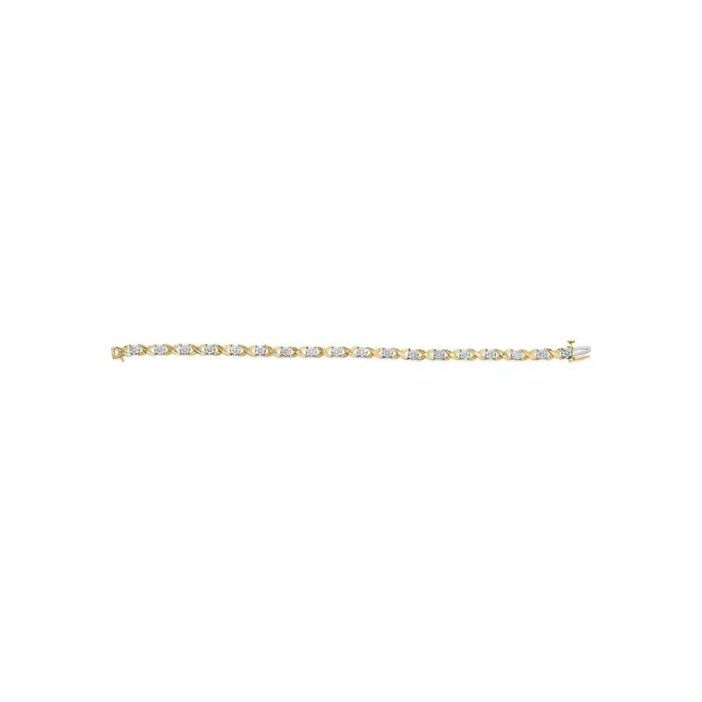 10k white gold 1.00 cttw diamond floral cluster and x link 7.25’’ bracelet (i j color i1 i2 clarity) bracelets/bracelet/link