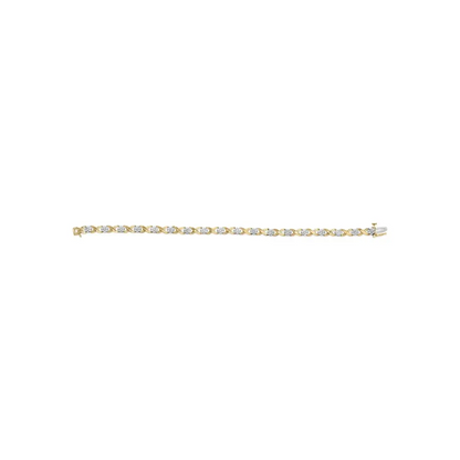 10k white gold 1.00 cttw diamond floral cluster and x link 7.25’’ bracelet (i j color i1 i2 clarity) bracelets/bracelet/link