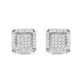 10k white gold 1 1/10 cttw princess diamond composite halo stud earrings bijoux-nyc direct