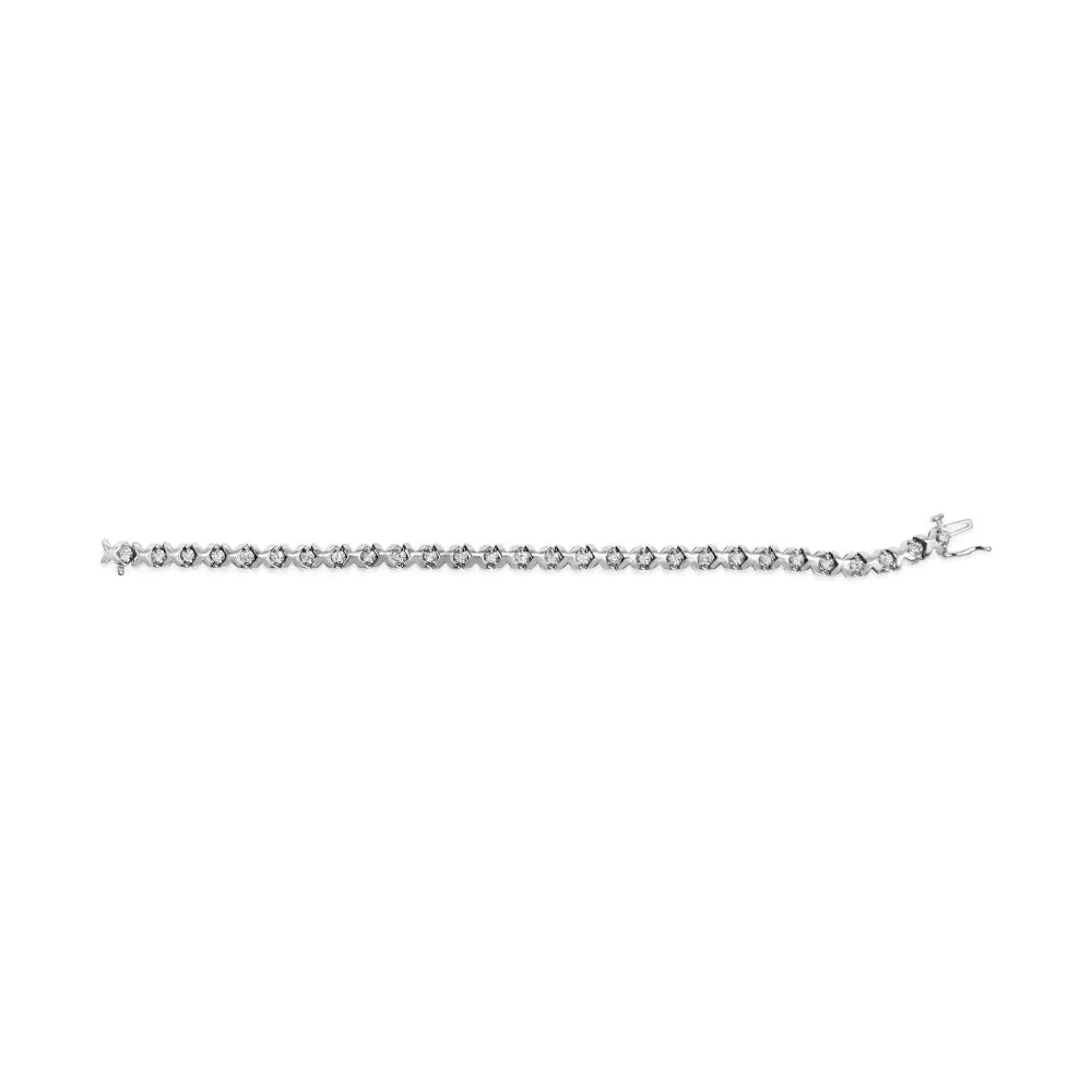 10k white gold 1 1/2 cttw diamond alternating and x link 7.5’’ tennis bracelet (h i color i2 i3 clarity) bracelets/bracelet/link