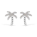 10k white gold 1/10 cttw diamond pave palm tree stud earrings bijoux-nyc direct