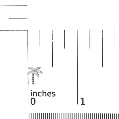 10K White Gold 1/10 Cttw Diamond Encrusted Palm Tree Stud Earrings (H-I Color, I1-I2 Clarity) - Bijoux-NYC Direct