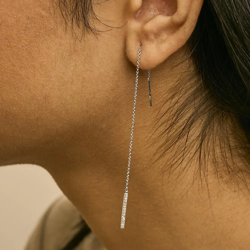 1/10 cttw diamond threader earrings in 10k white gold bijoux-nyc direct