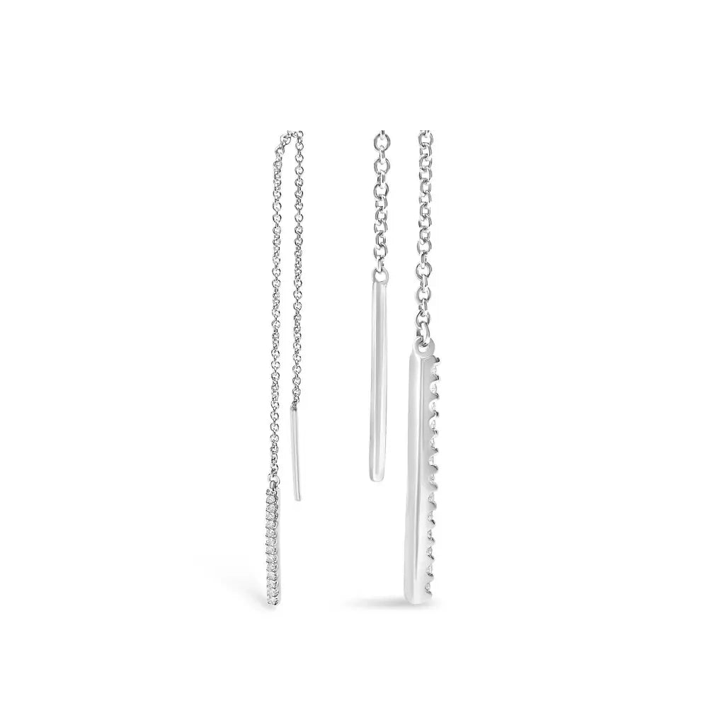 10K White Gold 1/10 Cttw Diamond Threader Earrings - Bijoux-NYC Direct