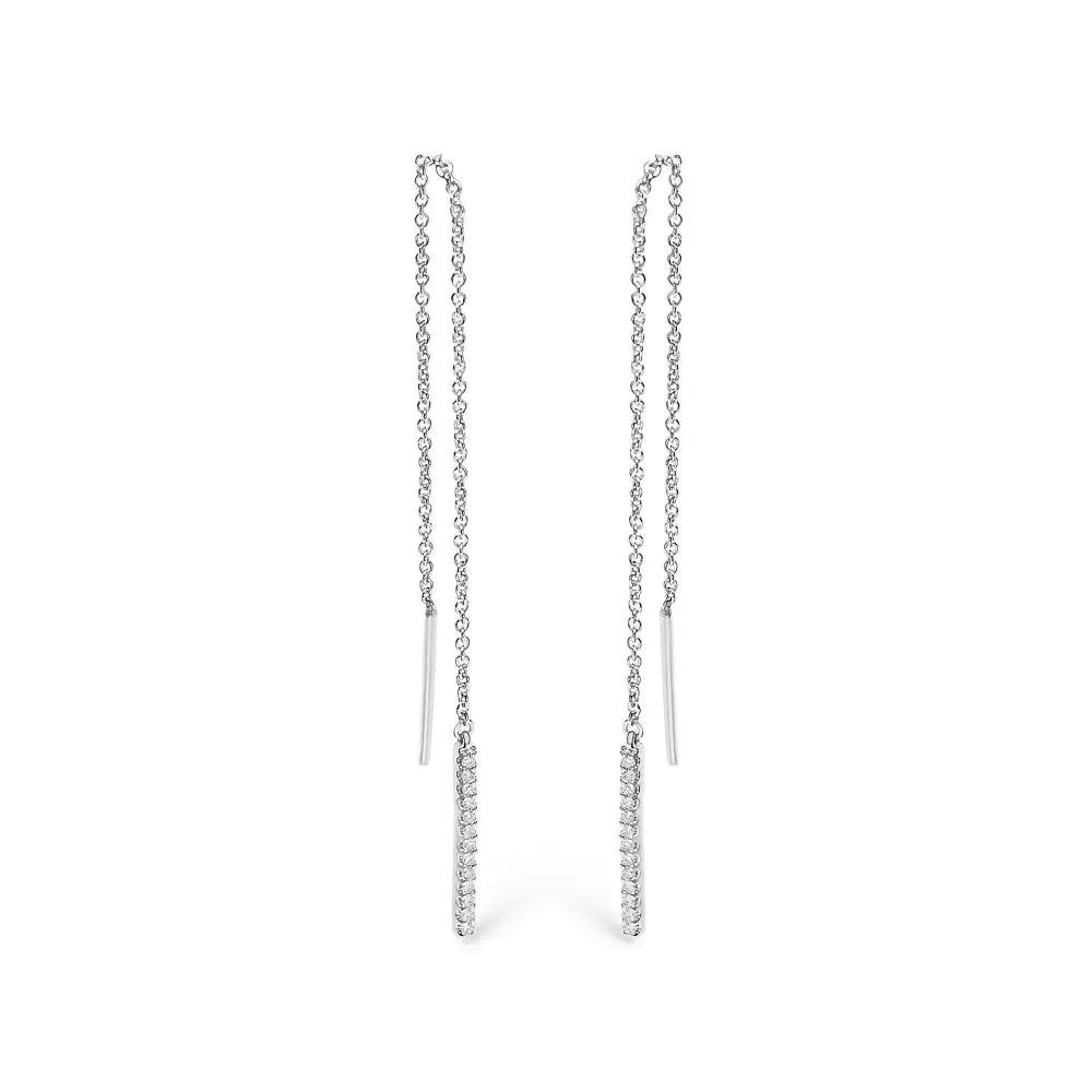 10K White Gold 1/10 Cttw Diamond Threader Earrings - Bijoux-NYC Direct