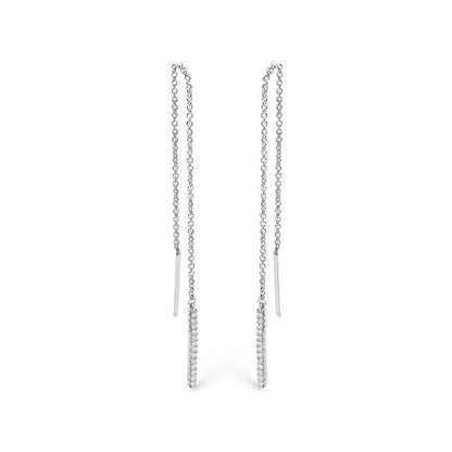 10K White Gold 1/10 Cttw Diamond Threader Earrings - Bijoux-NYC Direct