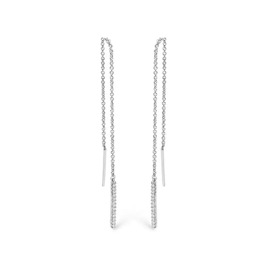 10K White Gold 1/10 Cttw Diamond Threader Earrings - Bijoux-NYC Direct