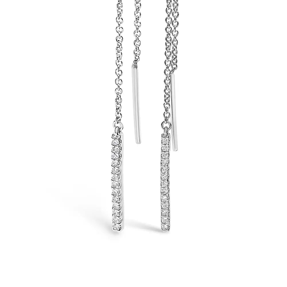 1/10 cttw diamond threader earrings in 10k white gold bijoux-nyc direct