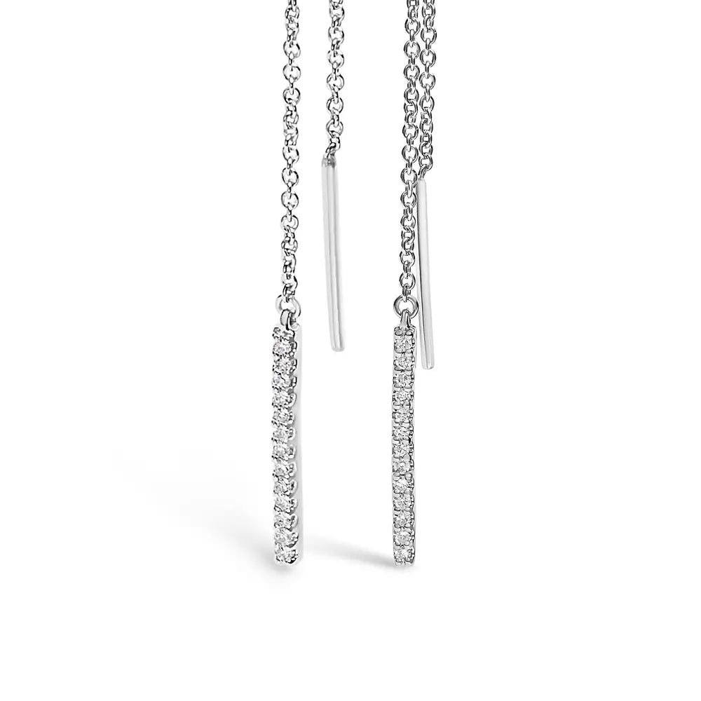 10K White Gold 1/10 Cttw Diamond Threader Earrings - Bijoux-NYC Direct