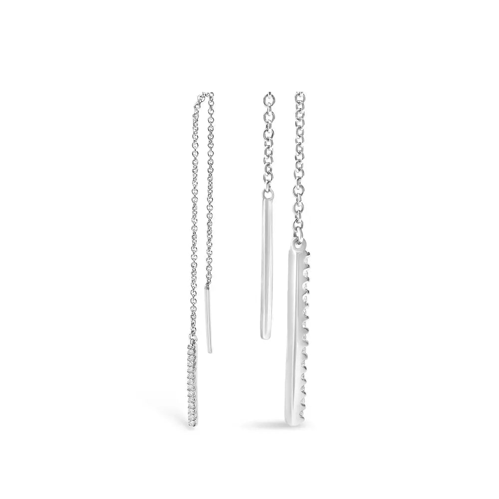1/10 cttw diamond threader earrings in 10k white gold bijoux-nyc direct