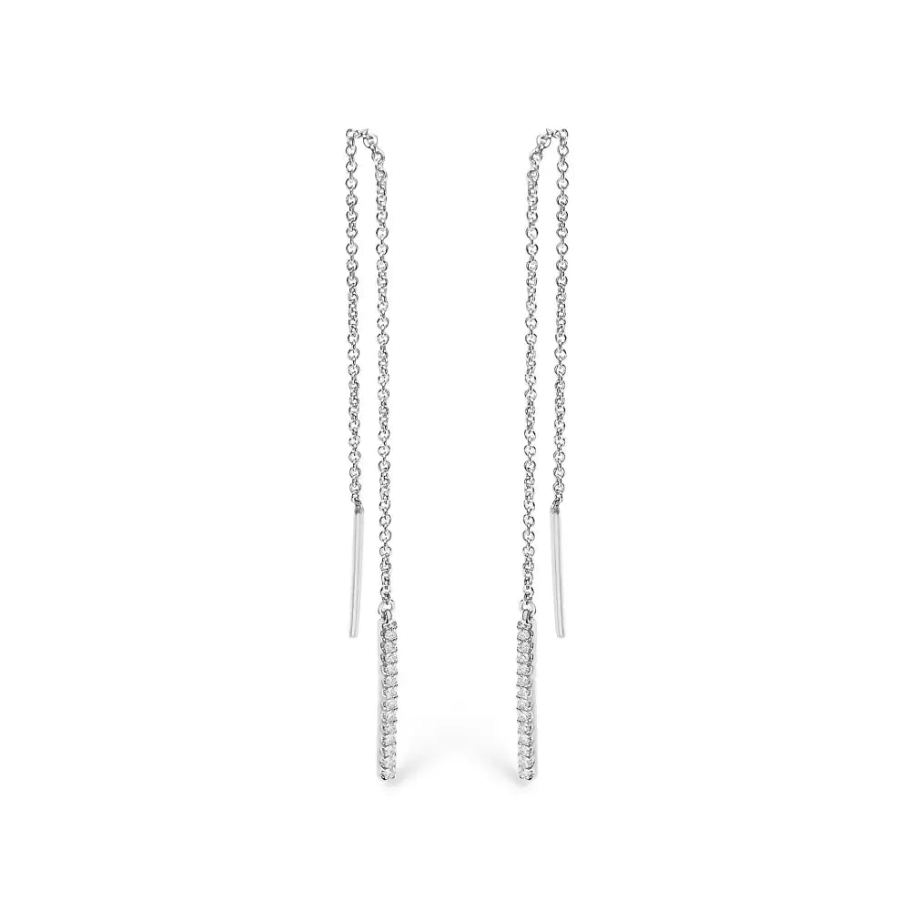 1/10 cttw diamond threader earrings in 10k white gold bijoux-nyc direct