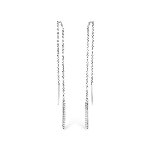 1/10 cttw diamond threader earrings in 10k white gold bijoux-nyc direct
