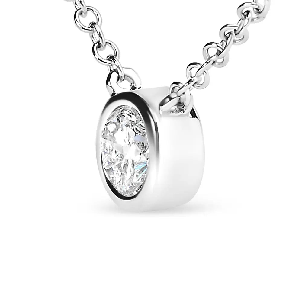 1/2 carat round diamond bezel solitaire 10k white gold pendant necklace bijoux-nyc direct