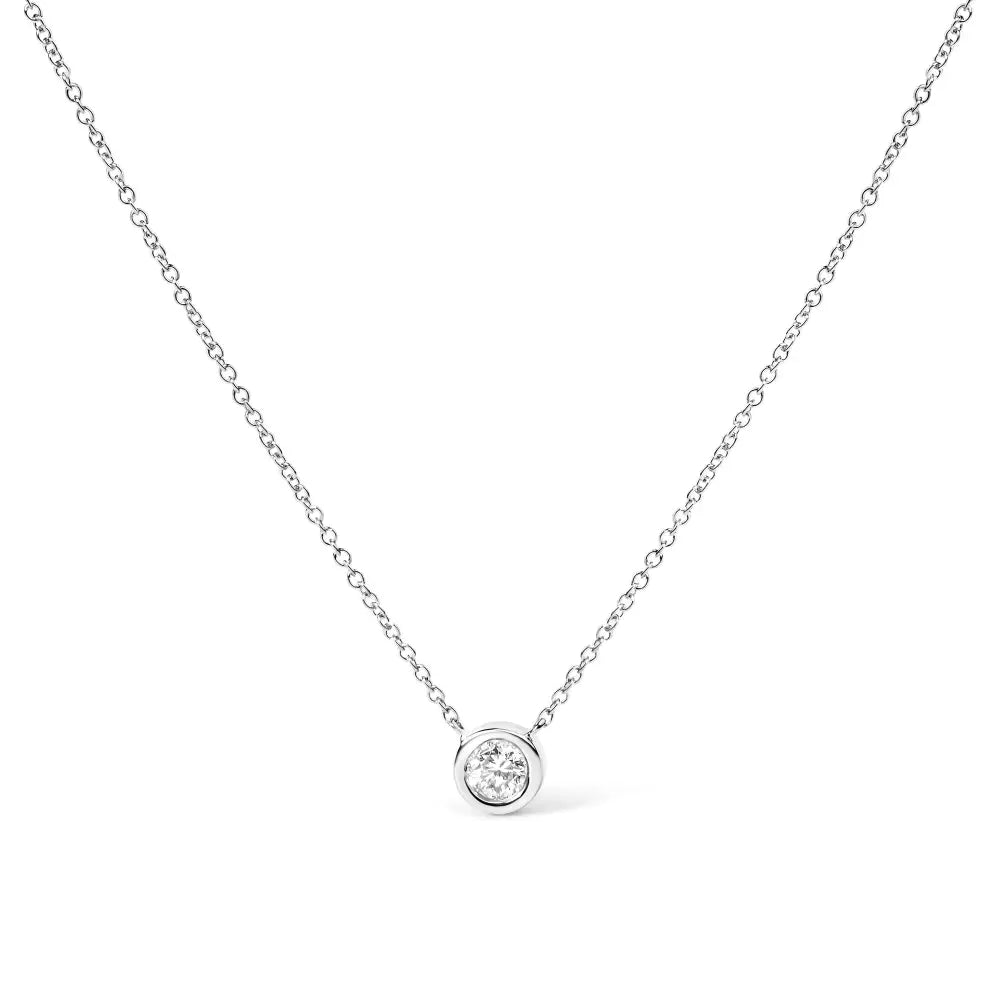 1/2 carat round diamond bezel solitaire 10k white gold pendant necklace bijoux-nyc direct