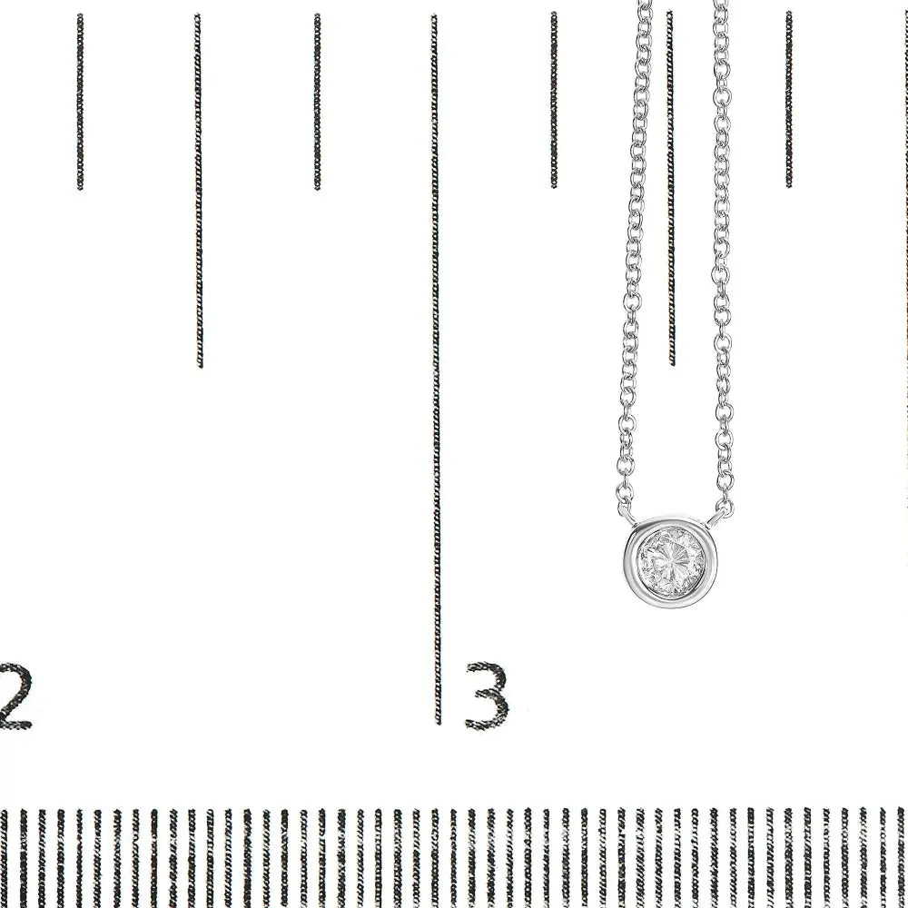 10k white gold 1/2 carat round brilliant cut diamond modern bezel set solitaire 16’’ 18’’ pendant necklace (h i color si2 i1