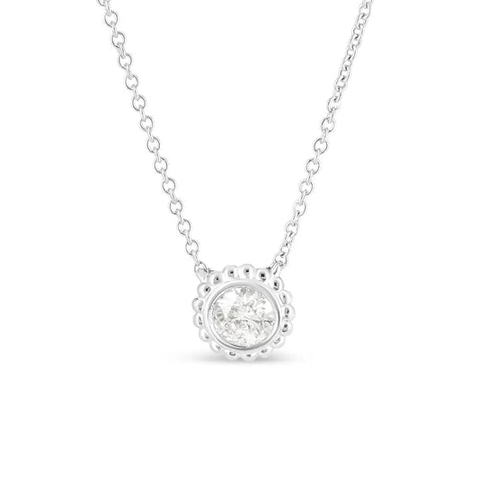 10K White Gold 1/2 Cttw Bezel Set Round Diamond Sunflower Finish 18" Pendant Necklace (I-J Color, I1-I2 Clarity) - Bijoux-NYC Direct