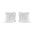 1/2 cttw princess diamond square swirl stud earrings in 10k white gold bijoux-nyc direct