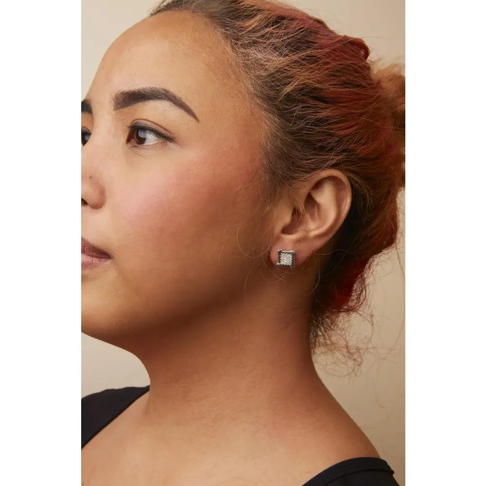 1/2 cttw princess diamond square swirl stud earrings in 10k white gold bijoux-nyc direct