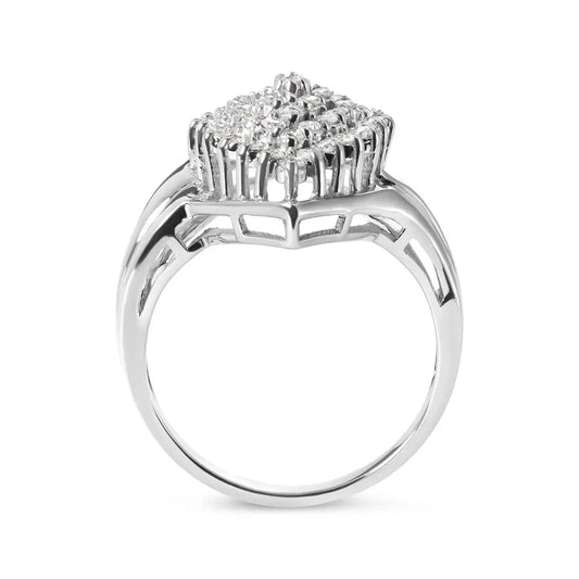 10K White Gold 1/2 Cttw Diamond Pear Shaped Cluster Ring (H-I Color, I1-I2 Clarity) - Bijoux-NYC Direct