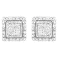 1/2 cttw princess cut diamond halo stud earrings in 10k white gold bijoux-nyc direct