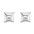 Invisible set princess-cut diamond stud earrings in 10k white gold bijoux-nyc direct