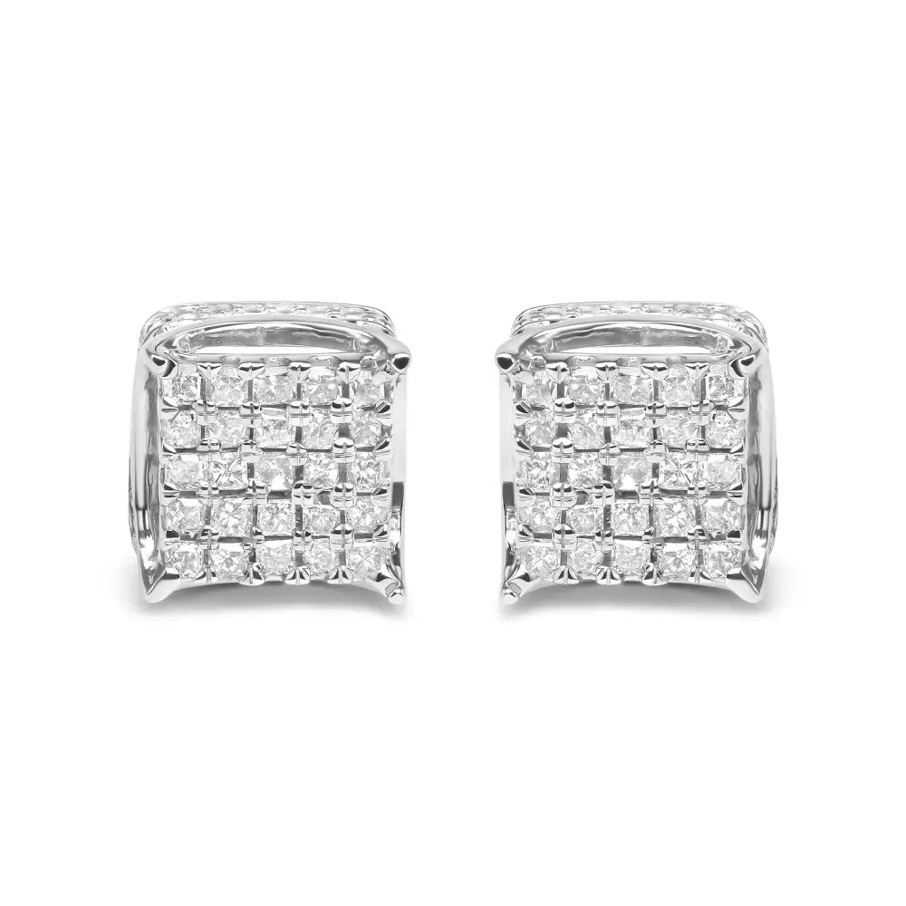 10k white gold 1/2 cttw princess cut diamond square stud earrings bijoux-nyc direct