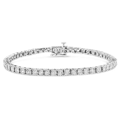 10k white gold 1/2 cttw real diamond illusion set miracle plate tennis bracelet (i j color si2 i1 clarity) size 7.5’’