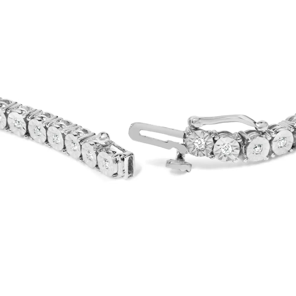 10k white gold 1/2 cttw real diamond illusion set miracle plate tennis bracelet (i j color si2 i1 clarity) size 7.5’’