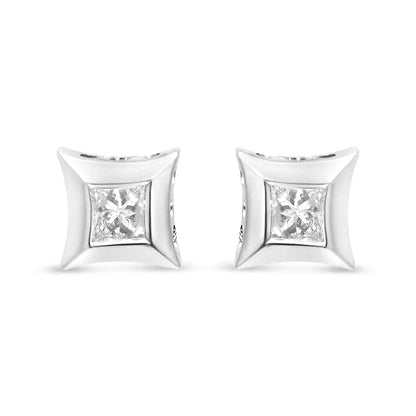 10K White Gold 1/3 Cttw Invisible Set Style Princess-Cut Diamond Stud Earrings (H-I Color, SI2-I1 Clarity) - Bijoux-NYC Direct