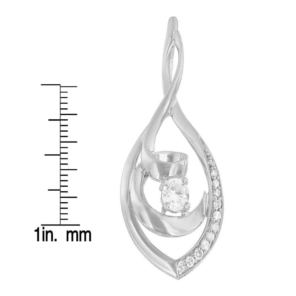 10k white gold 1/4 cttw brilliant cut round diamond spiral link 18’’ pendant necklace (i j color i2 i3 clarity)