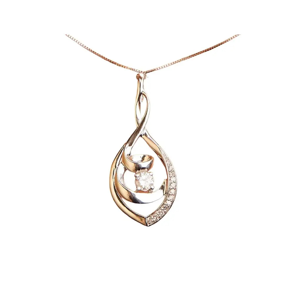 1/4 cttw diamond spiral link oval pendant necklace in 10k white gold 18 bijoux-nyc direct
