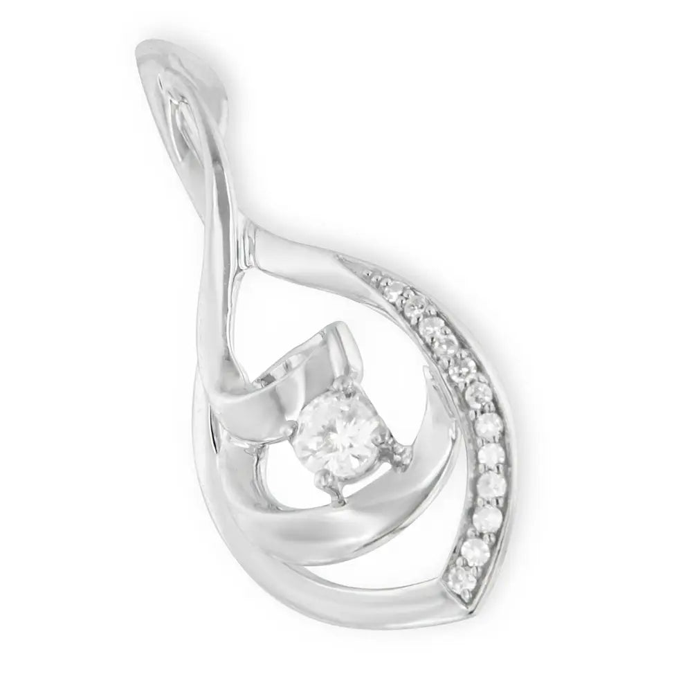 1/4 cttw diamond spiral link oval pendant necklace in 10k white gold 18 bijoux-nyc direct
