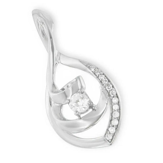 10k white gold 1/4 cttw brilliant cut round diamond spiral link 18’’ pendant necklace (i j color i2 i3 clarity)