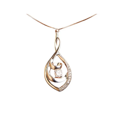10k white gold 1/4 cttw brilliant cut round diamond spiral link 18’’ pendant necklace (i j color i2 i3 clarity)