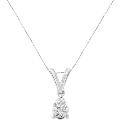 10K White Gold 1/5 cttw Diamond Pear Pendant Necklace (H-I, SI1-SI2) - Bijoux-NYC Direct