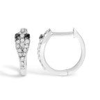 10K White Gold 1/5 Cttw Diamond Snake Eyes Huggy Hoop Earrings - Bijoux-NYC Direct