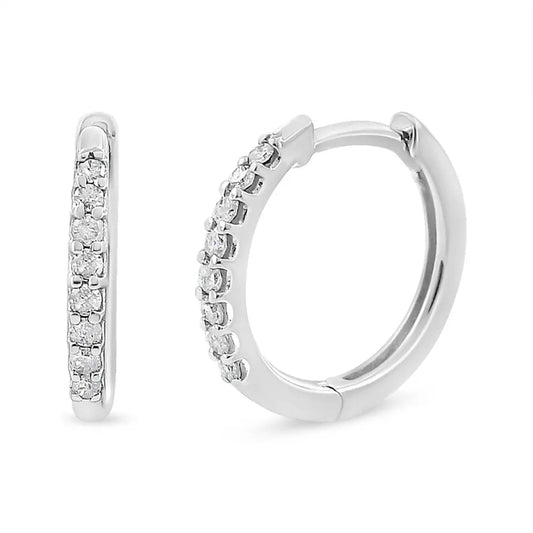 10K White Gold 1/5 Cttw Round-Cut Diamond Modern Hoop Earrings (I-J Color, I3 Clarity) - Bijoux-NYC Direct
