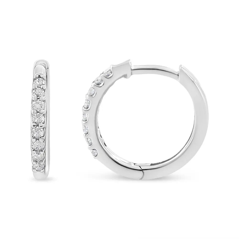 10K White Gold 1/5 Cttw Round-Cut Diamond Modern Hoop Earrings (I-J Color, I3 Clarity) - Bijoux-NYC Direct