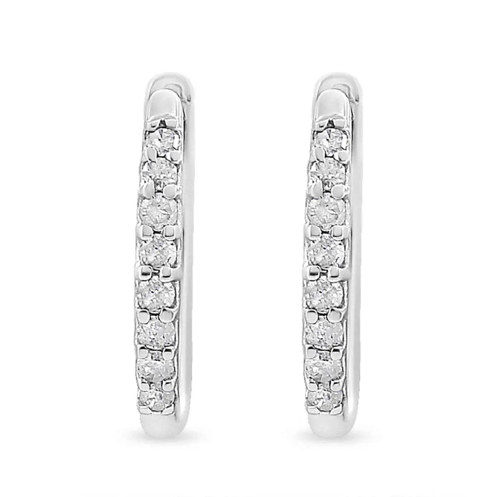 10K White Gold 1/5 Cttw Round-Cut Diamond Modern Hoop Earrings (I-J Color, I3 Clarity) - Bijoux-NYC Direct
