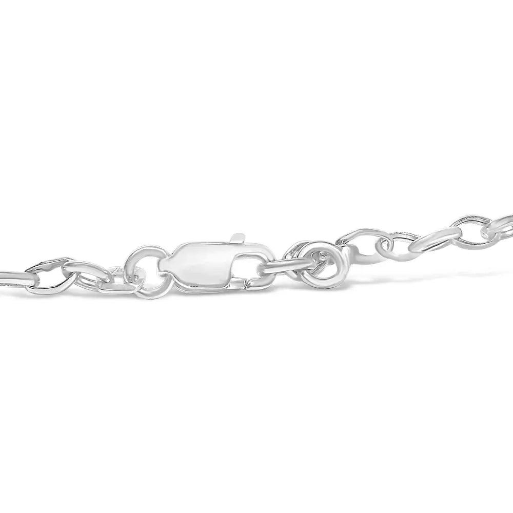 10k white gold 1/6 cttw diamond ’love’ charm cable chain bracelet (h i color i1 i2 clarity) 7’’ bracelets/bracelet/charm