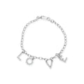 10k white gold 1/6 cttw diamond love charm 7 inch bracelet bijoux-nyc direct