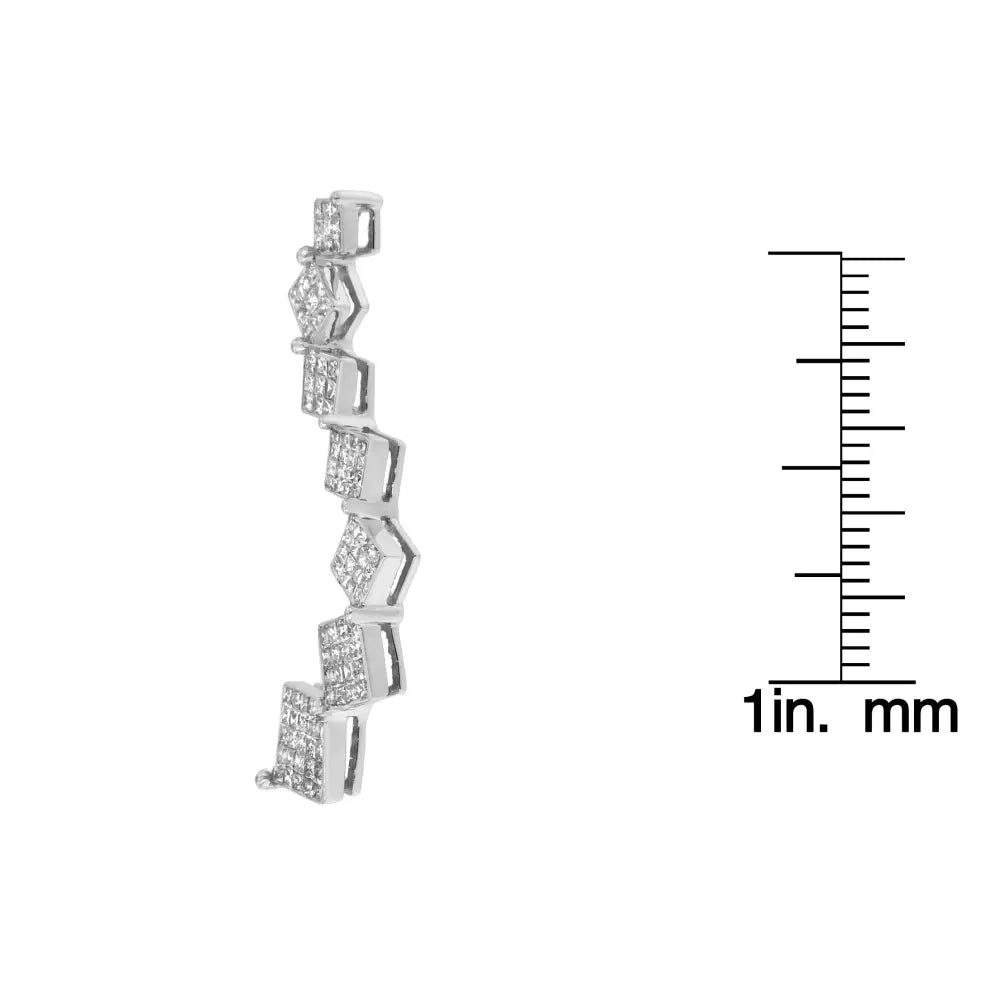 10k white gold 1 cttw princess cut diamond snake curved pendant necklace bijoux-nyc direct